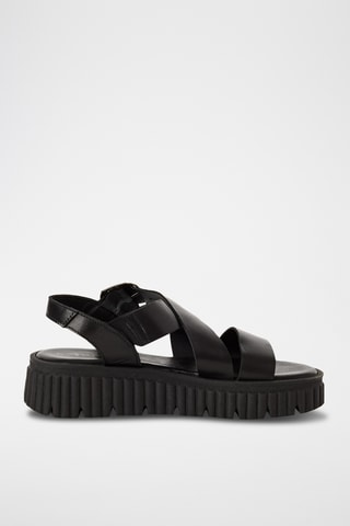 Sandales plateformes en cuir - Noir