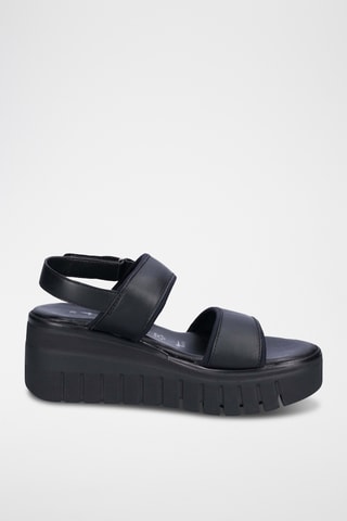Sandales compensées en cuir - Noir