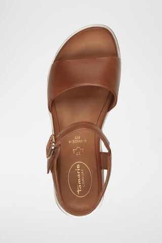 Sandales compensées en cuir - Marron