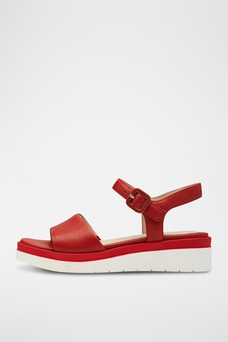 Sandales compensées en cuir - Rouge