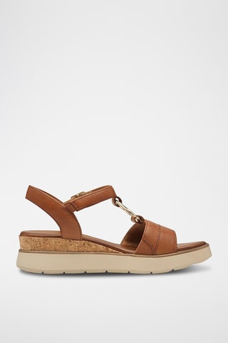 Sandales compensées en cuir - Marron