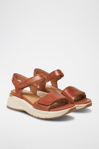 Sandales compensées en cuir - Marron