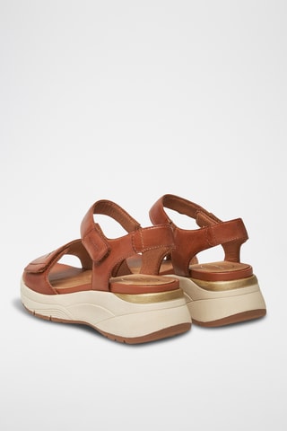 Sandales compensées en cuir - Marron