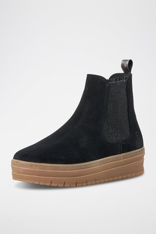 Stivaletti Beatles platform in pelle scamosciata - Nero