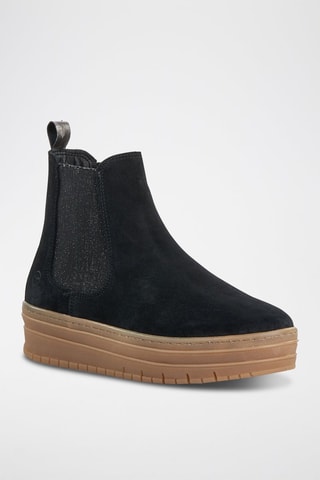 Stivaletti Beatles platform in pelle scamosciata - Nero