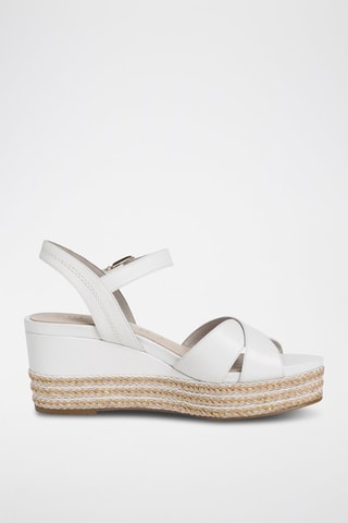 Sandali con zeppa in pelle - Bianco