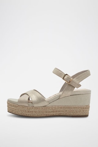 Sandali con zeppa in pelle - Dorato