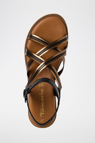 Sandales en cuir - Noir et doré