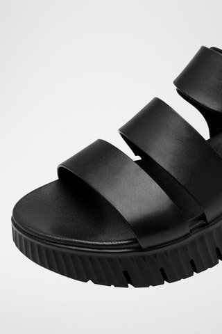 Sandali platform in pelle - Nero