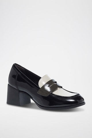 Mocassini con tacco - Verde oliva e nero