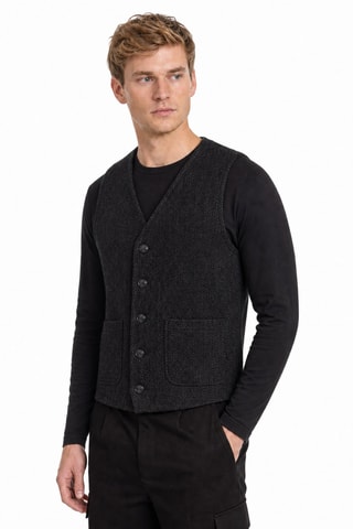 Mouwloos Wollen Gilet - Zwart