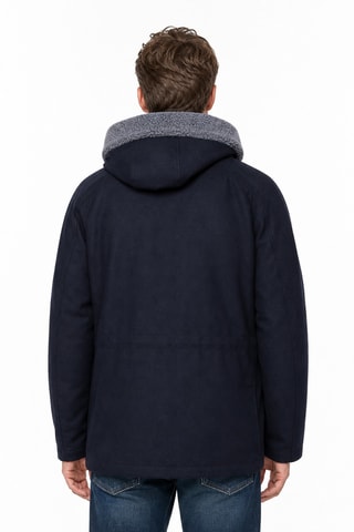 Wollen Parka met Capuchon - Marineblauw