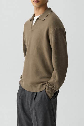 Pull relaxed en laine mérinos Boiled - Kaki