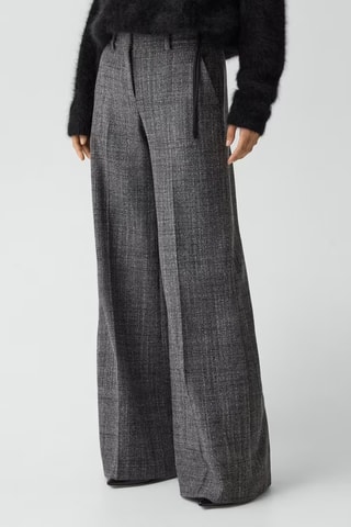 Pantalon en laine taille haute - Gris