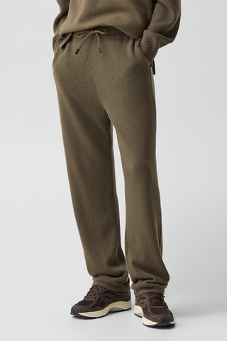Pantalon relaxed en laine mérinos Boiled - Kaki