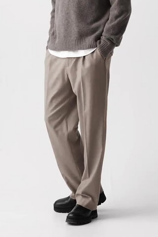 Pantalon relaxed en cachemire Pleat - Beige