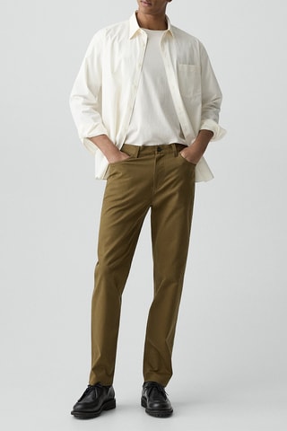 Pantalon droit en coton et lyocell - Marron