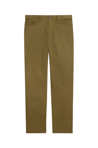 Pantalon droit en coton et lyocell - Marron