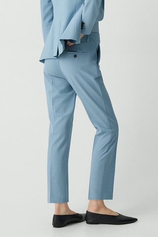 Pantalon droit en laine Treeca - Ciel