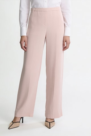 Pantalon wide legs en soie taille haute - Rose