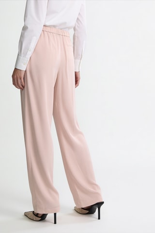 Pantalon wide legs en soie taille haute - Rose