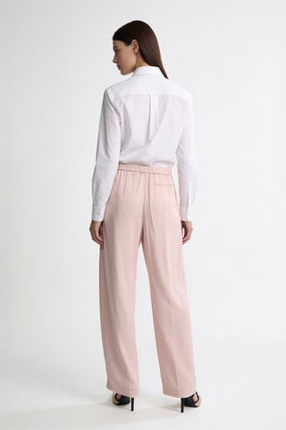 Pantalon wide legs en soie taille haute - Rose
