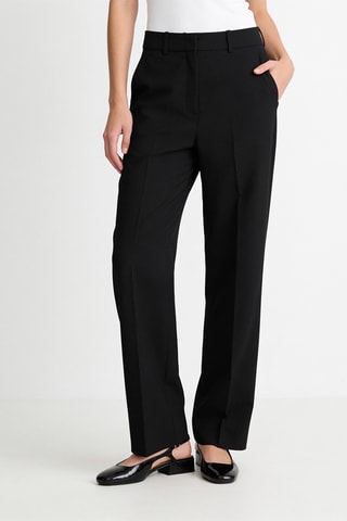 Pantalon droit en laine taille haute - Noir