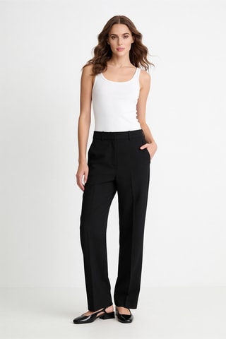 Pantalon droit en laine taille haute - Noir