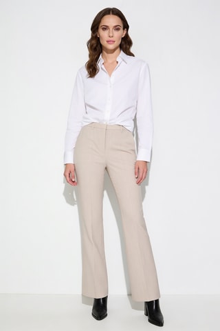 Pantalon flare en laine - Beige chiné