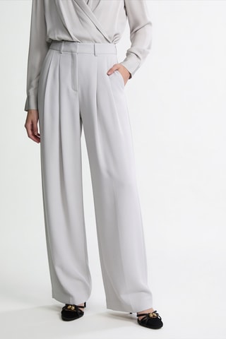 Pantalon slim taille haute - Argenté