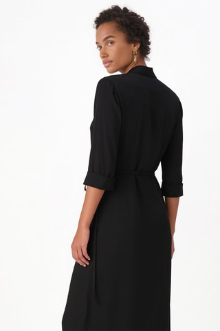 Robe portefeuille en soie Lapel - Noir