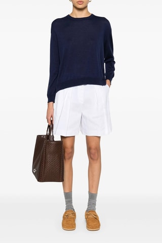 Short relaxed en lin Pleated - Blanc