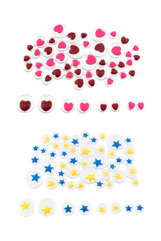 Yeux mobiles adhésifs Etoiles et Cœurs - 200 pièces