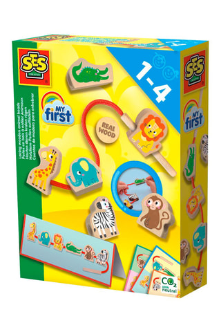 Kit My first - Perles en bois à enfiler Animaux - Dès 3 ans