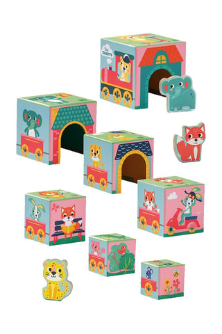 Blocs en bois empilables avec figurines d’animaux Dès 6 mois