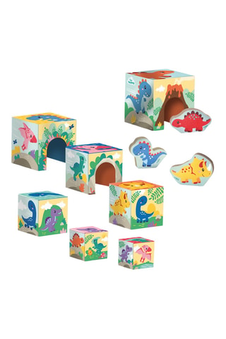 Tour de blocs à empiler avec figurines de dinosaures en bois - 11 pièces - Dès 10 mois