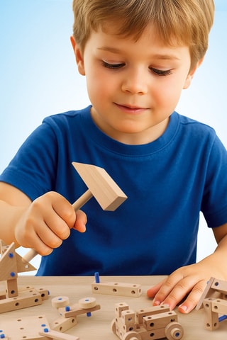 Kit de construction créatif en bois - 77 pièces - Dès 3 ans