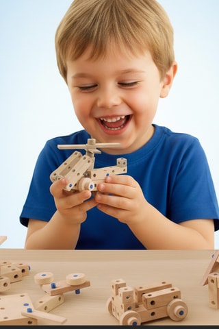 Kit de construction créatif en bois - 77 pièces - Dès 3 ans