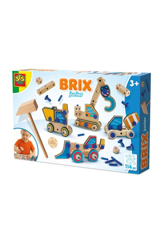 Jeu de construction véhicules de chantier en bois - 82 pièces - Dès 3 ans