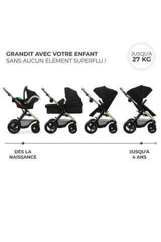 Poussette 3 en 1 Moov 2 XL - Dès la naissance jusqu'à 4 ans - Jusqu'à 22 kg - Noir