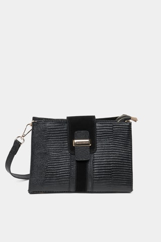 Bandolera de piel de serraje Angelina - Negro