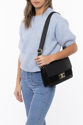 Bandolera de piel Tilda - Negro