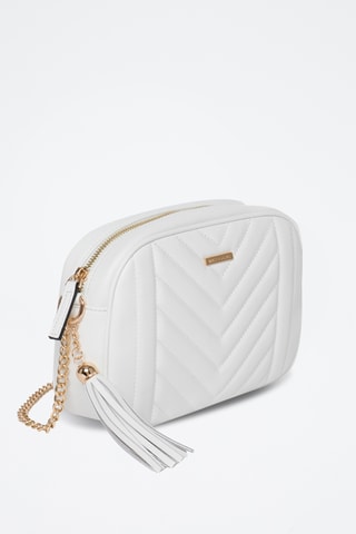 Bandolera de piel de serraje Arion - Blanco