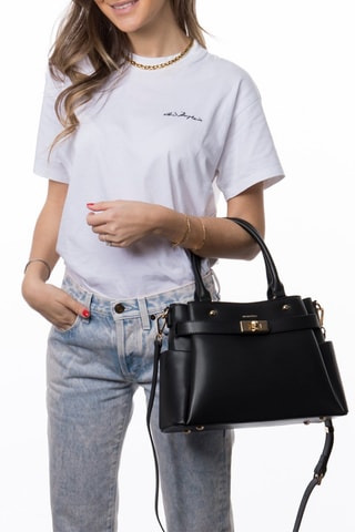 Bolso de piel de serraje Naila - Negro