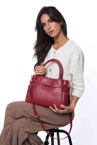 Bolso de piel de serraje Naila - Burdeos