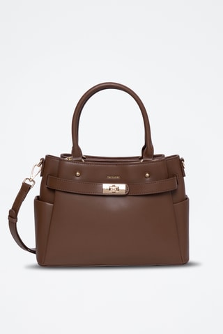 Bolso de piel de serraje Naila - Marrón