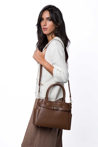 Bolso de piel de serraje Naila - Marrón