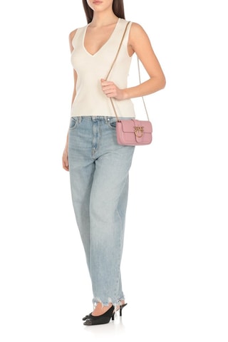 Sac bandoulière en cuir - Violet - Pinko