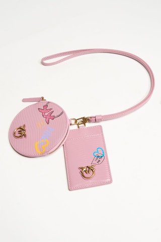 Porte-monnaie et porte-étiquette en cuir - Lilas