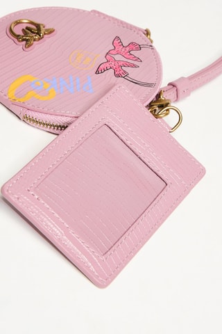 Porte-monnaie et porte-étiquette en cuir - Lilas